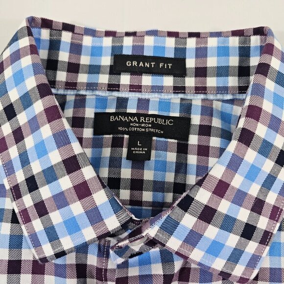 Banana Republic Men's Non-Iron Grant Fit Button Long Sleeve Shirt – Size Large - Picture 11 of 13